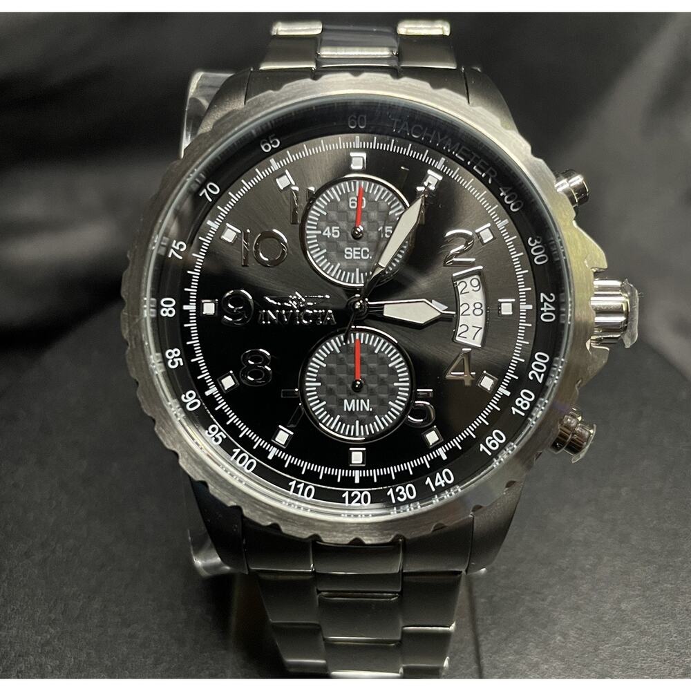 Invicta 13783 Quartz All Stainless S. Chronograph WR100M. Black Dial Men`s Watch